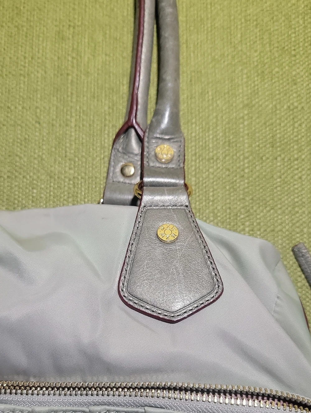 MZ Wallace Light Gray Nylon Shoulder Bag with Dark Gray Handles